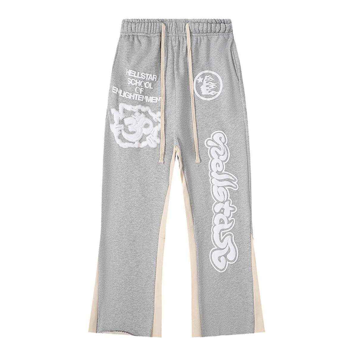 Grey puff printing popular flared pant