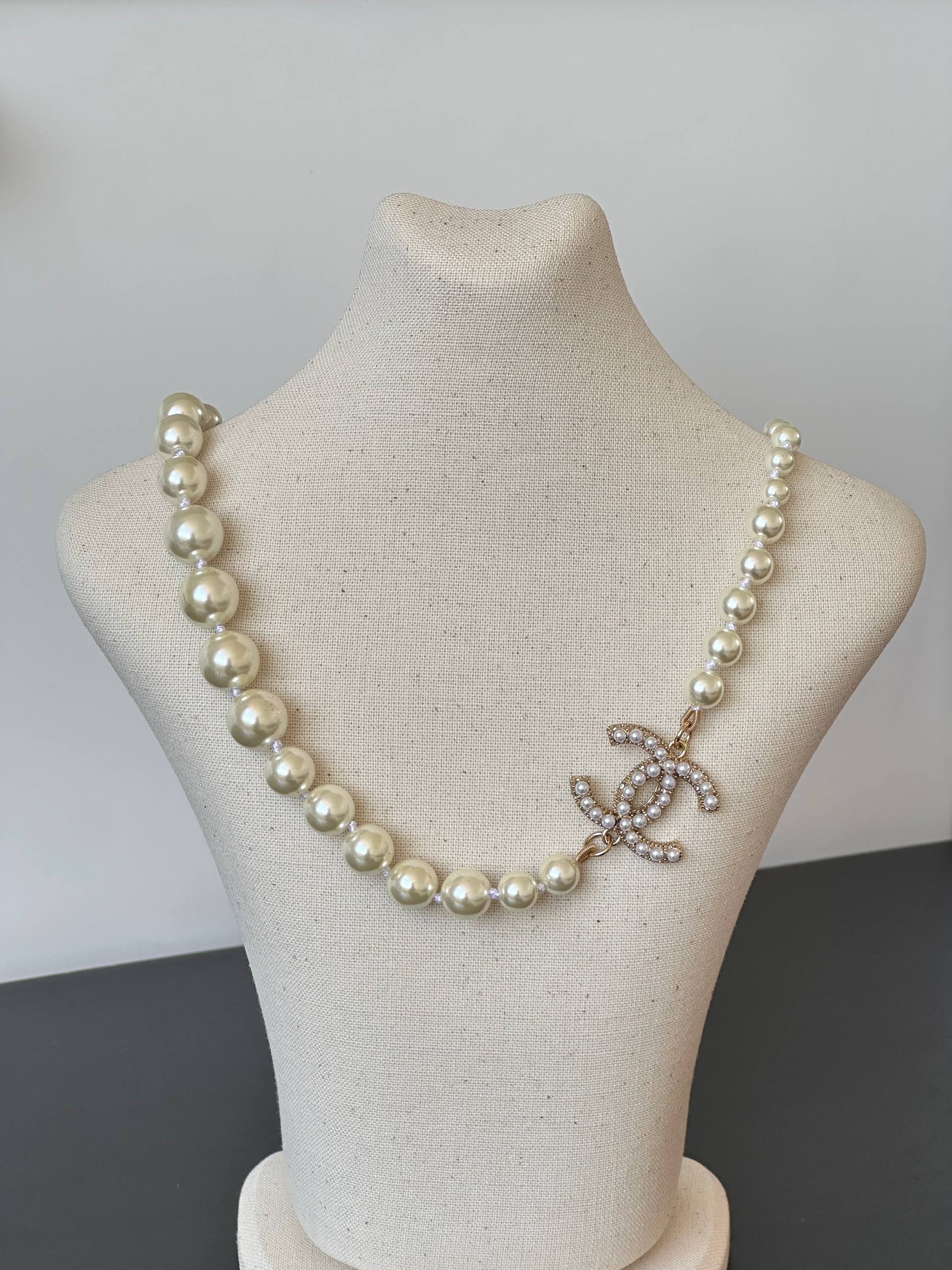 Chanel Graduated Pearl CC Crystal Necklace