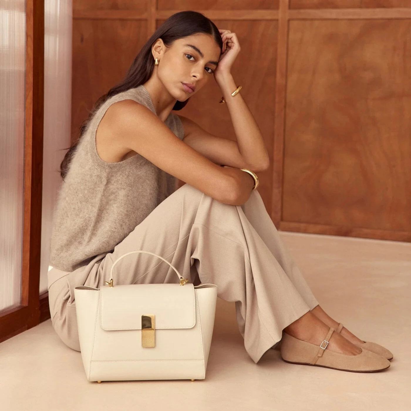 Marly - Cuir Box Blanc Cassé