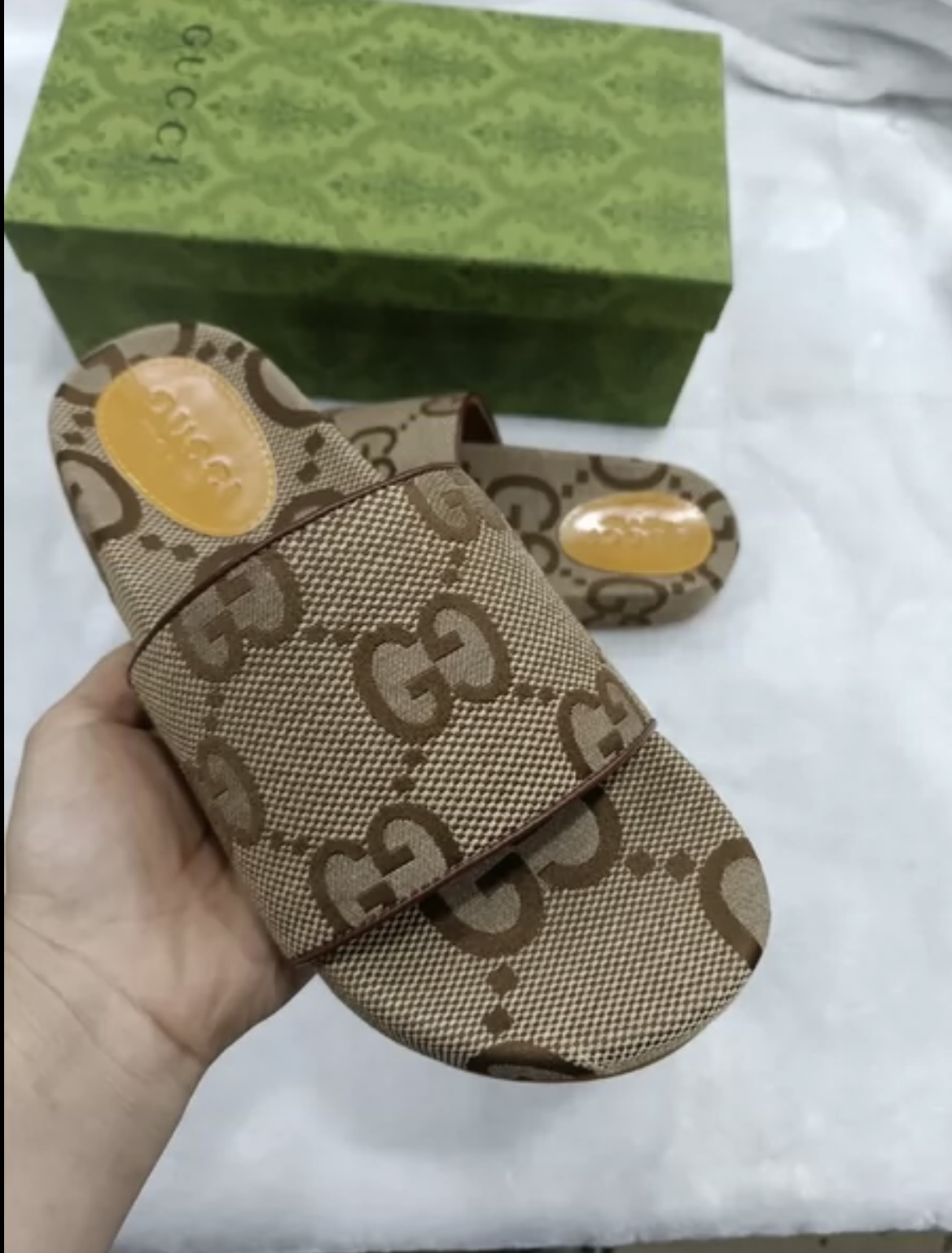 Gucci Big GG Full Logo Slide Brown