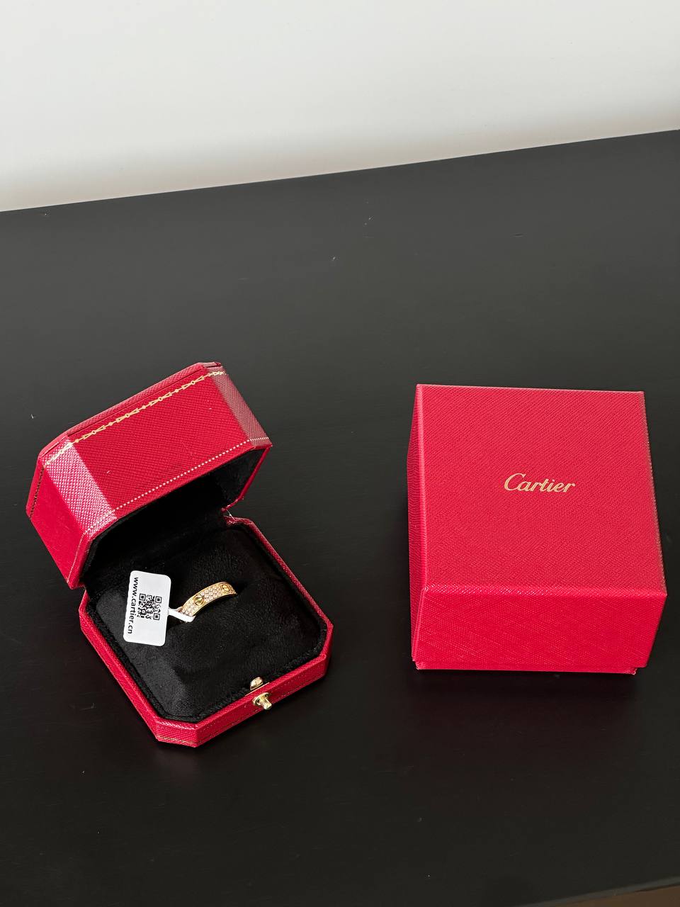Cartier LOVE Ring, Paved Diamonds, Yellow Gold