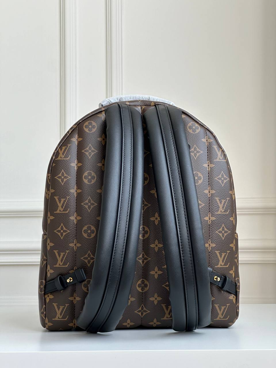 Louis Vuitton Classic Monogram Canvas Black Leather Logo Medium Backpack