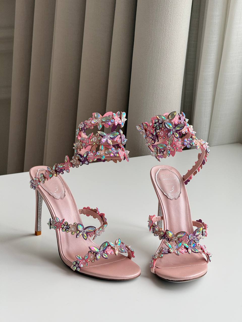 René Caovilla Floriane Embellished Crystal Butterfly Sandals
