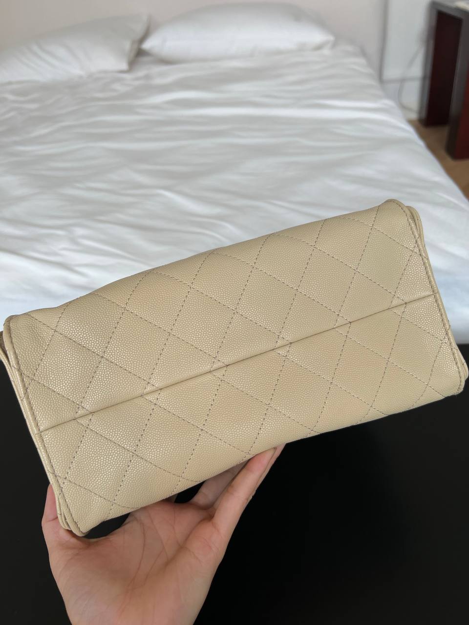 Chanel Beige Caviar Leather Drawstring Bucket Bag
