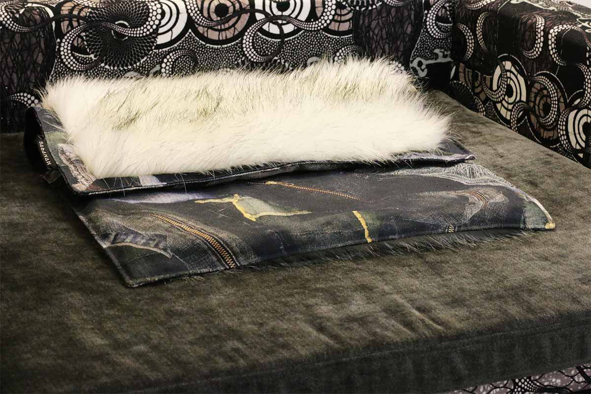 Couverture pour chat « Metis » Blue Ice - Tissu Jean-Paul Gaultier