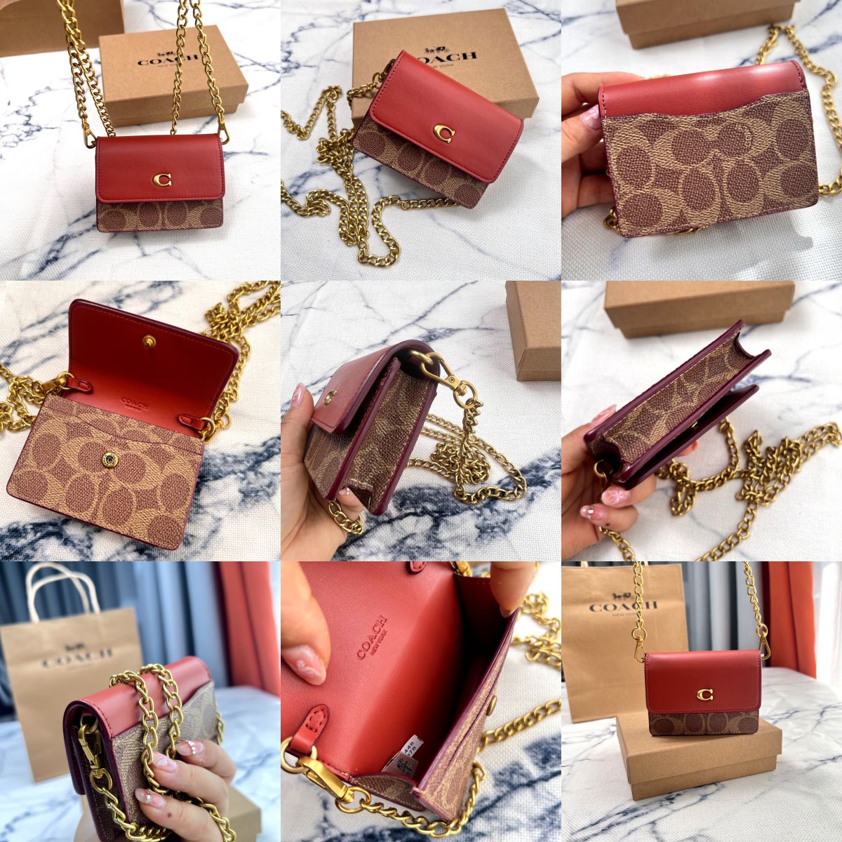 Women Handbag C6718 CR978 Half Flap Card Case chain wallet purse