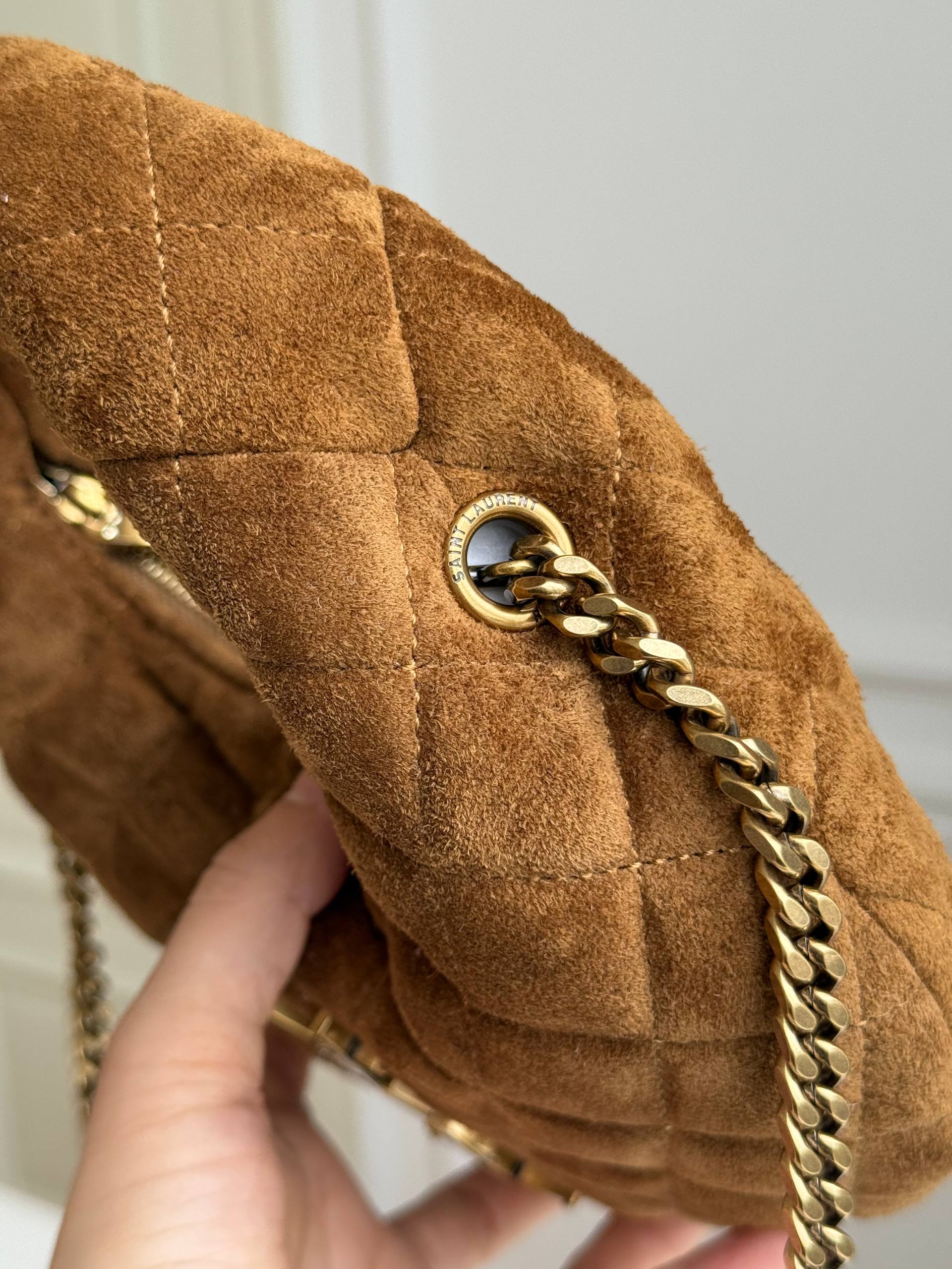 Saint Laurent Baby Icare Quilted Suede Mini Hobo Bag