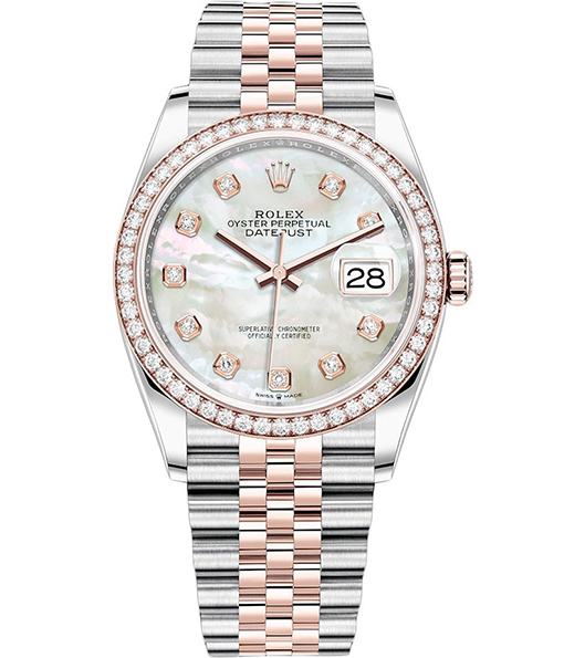 Rolex Datejust 126281RBR MOP Diamond Jubilee 36mm Steel and Rose Gold Watch【1:1 Replica】