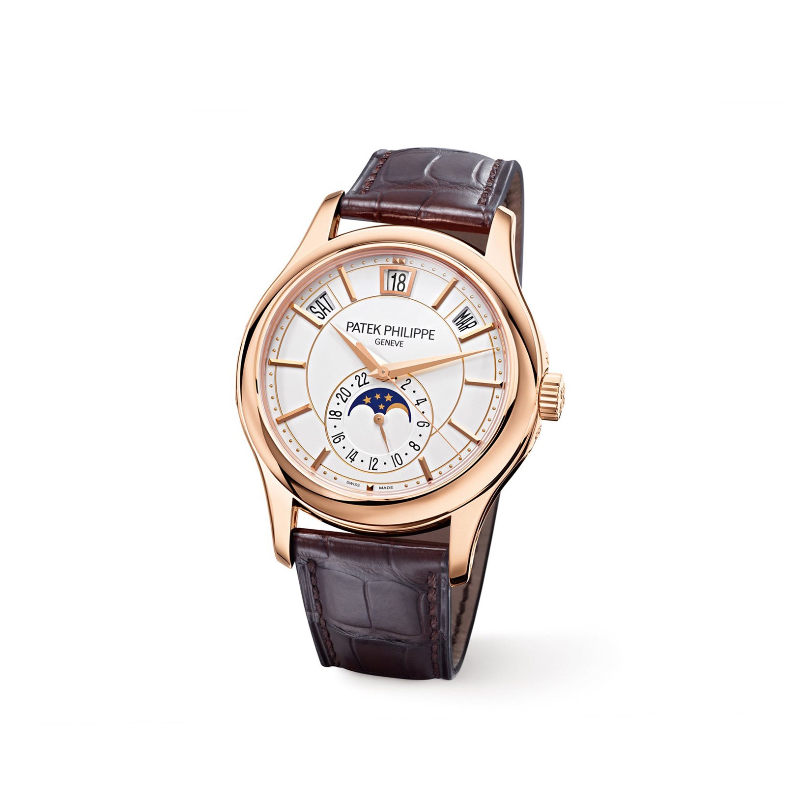 Patek Philippe Complications Annual Calendar Rose Gold White Dial 5205R-001【1:1 Replica】