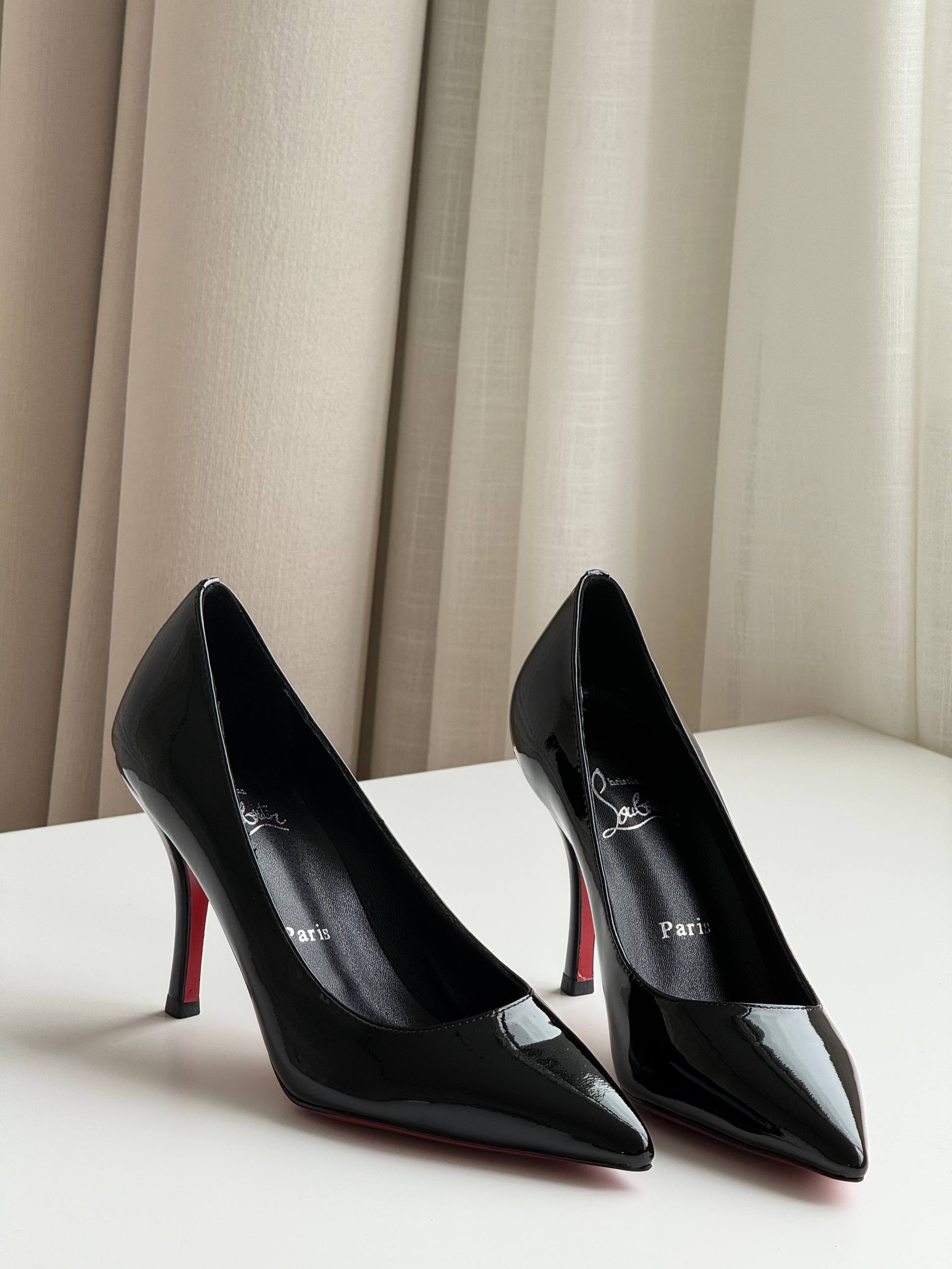 Christian Louboutin Pigalle Follies Patent Pointed Toe Red Sole Pumps