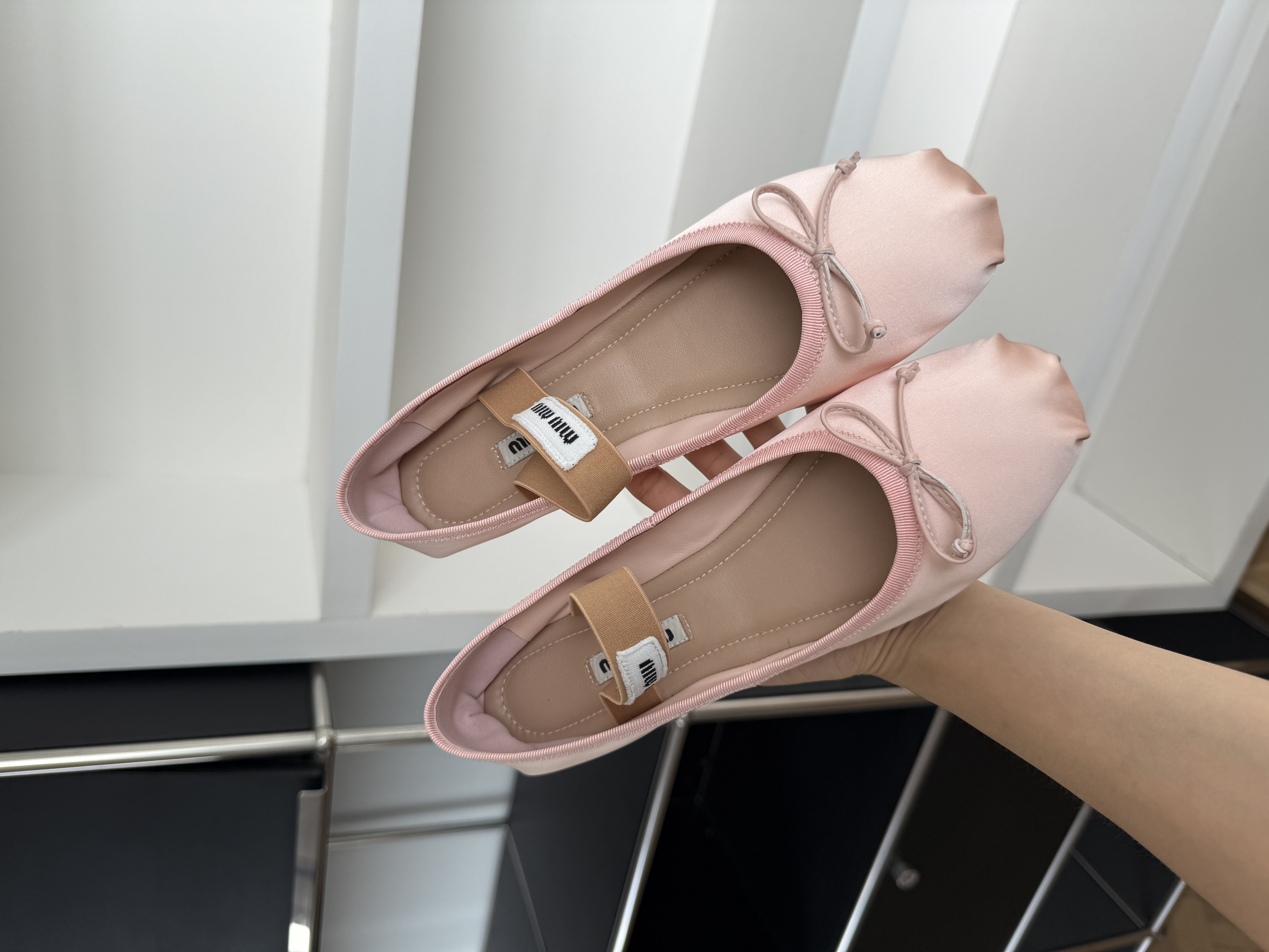 Miu Miu Pink Satin Ballet Shoes