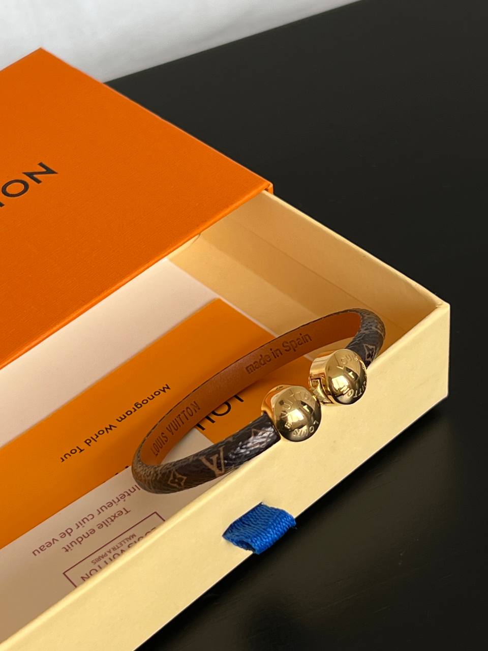 Louis Vuitton Monogram Leather Two Ball Buckle Bracelet