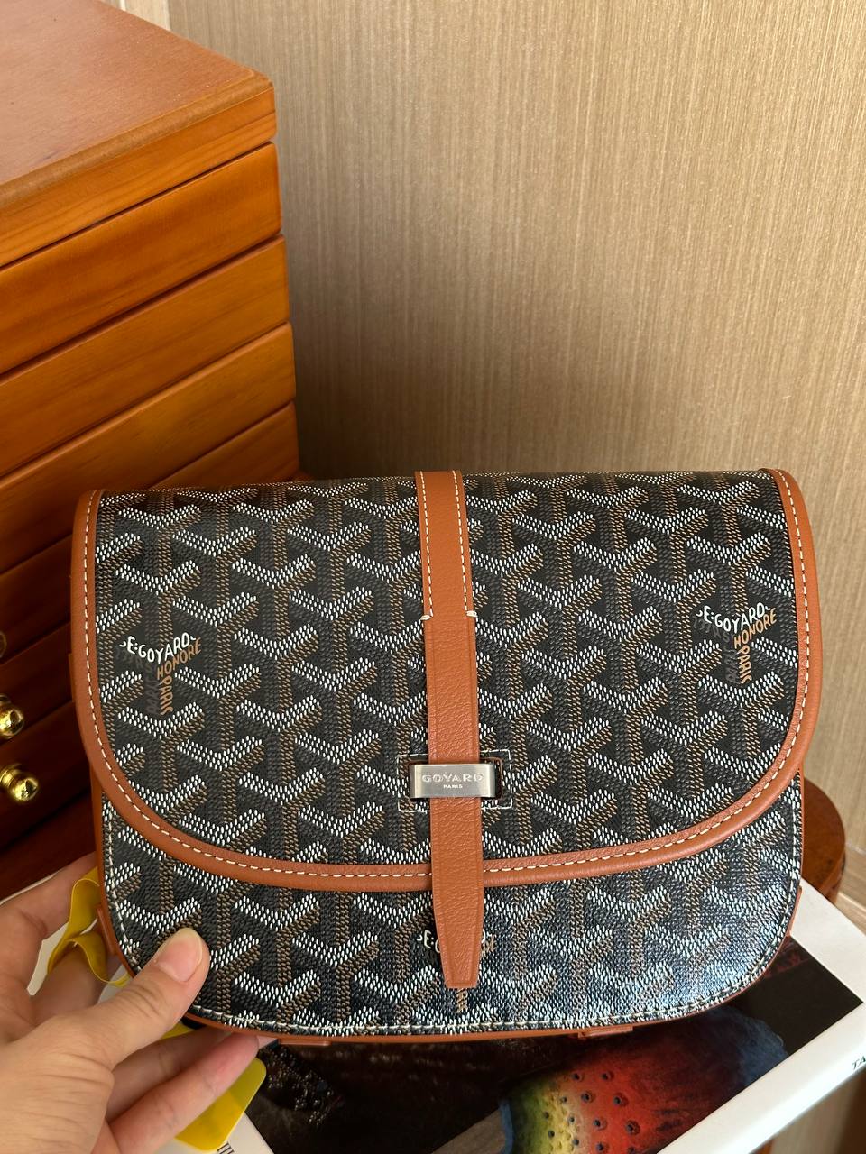 Goyard Black Goyardine Canvas Flap Crossbody Messenger Bag