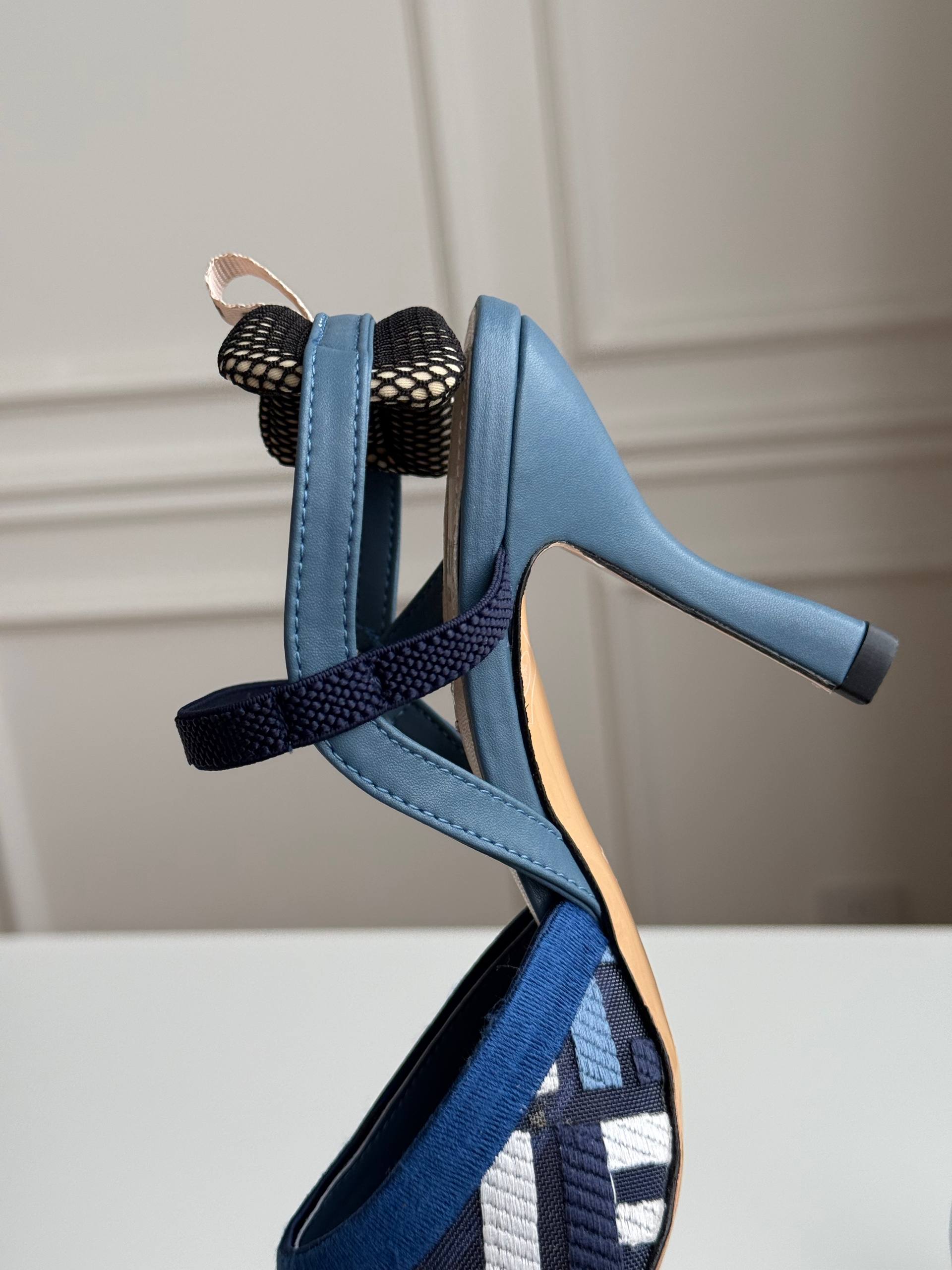 Fendi FF Logo Jacquard Pointed Toe Slingback Stiletto Sandals