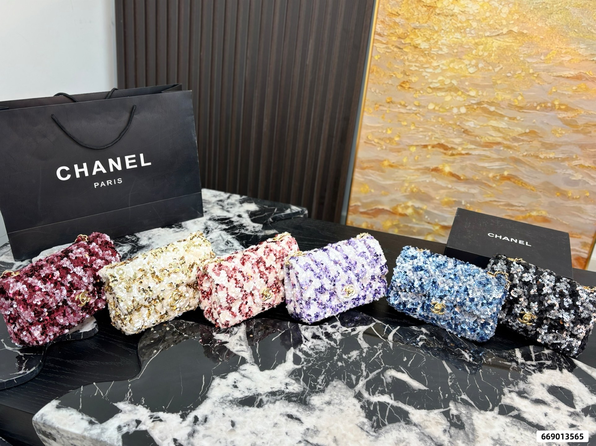 Chanel Sequined CF Chain Bag