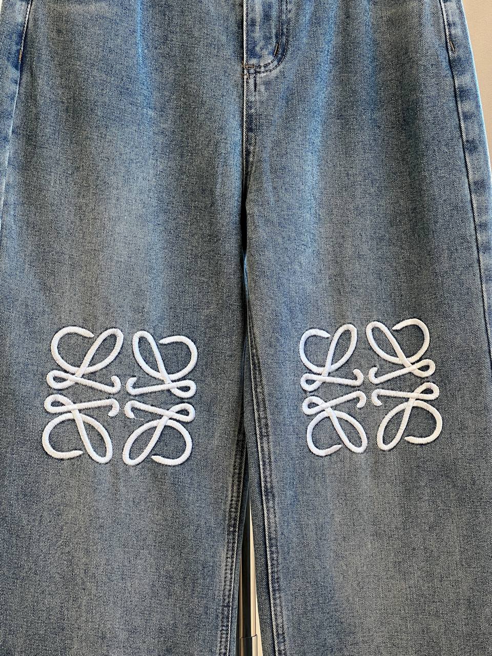 LOEWE Anagram Embroidered Wide-Leg Jeans