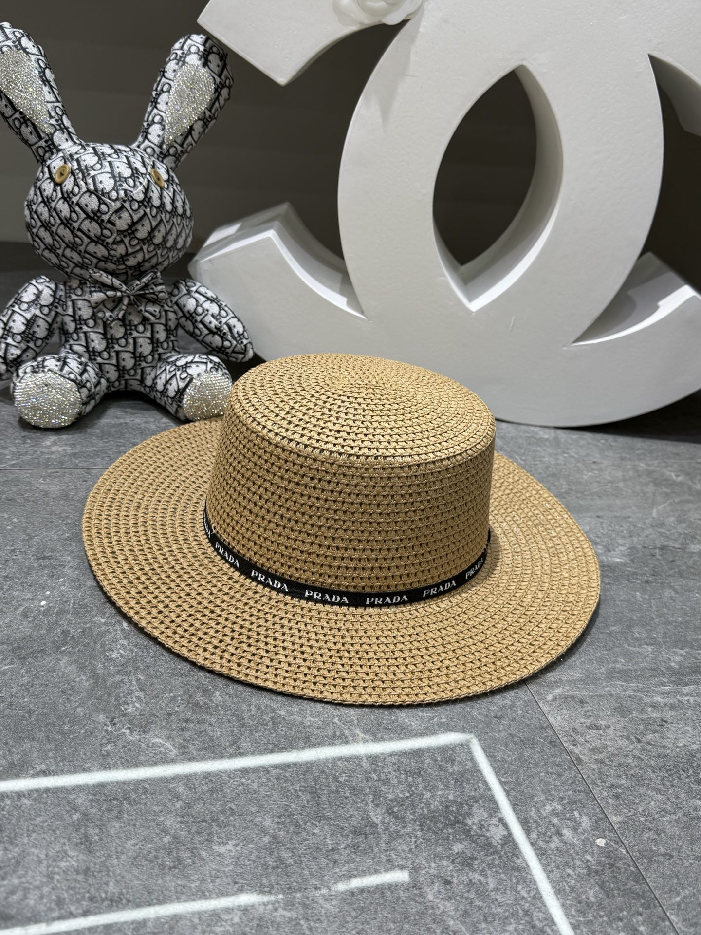 Prada Flat-Brimmed Straw Hat
