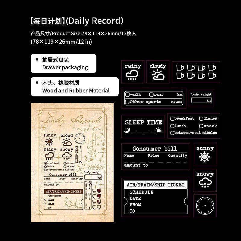 7012 Wooden Stamp Set Weekly Calendar Series