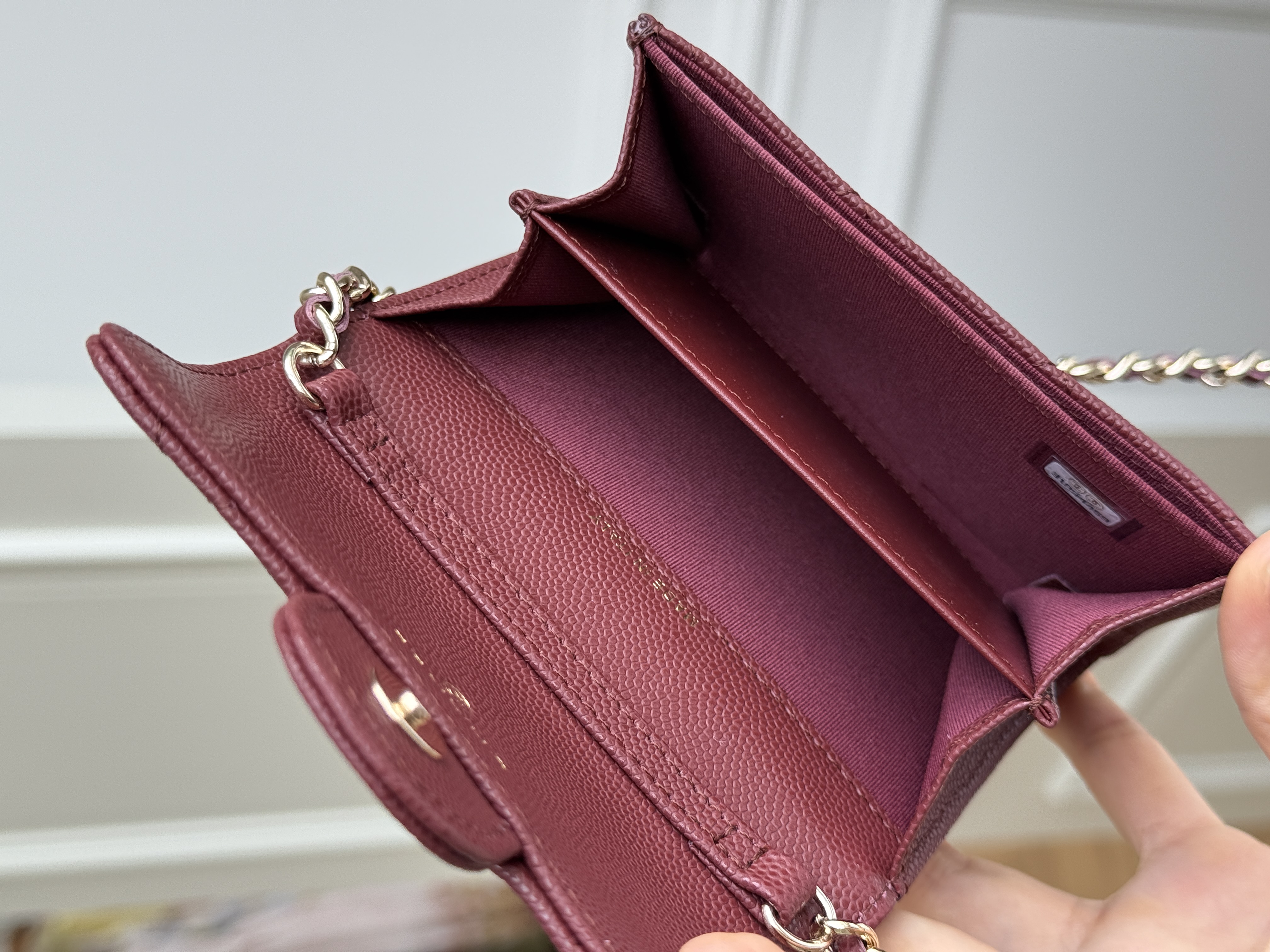 Chanel Burgundy Caviar Leather Mini Classic Flap Gold CC Chain Bag
