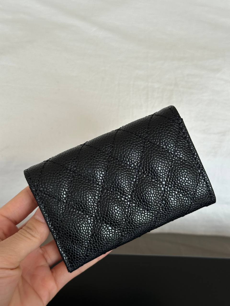 Chanel Black Caviar Leather Quilted CC Flap Card Holder