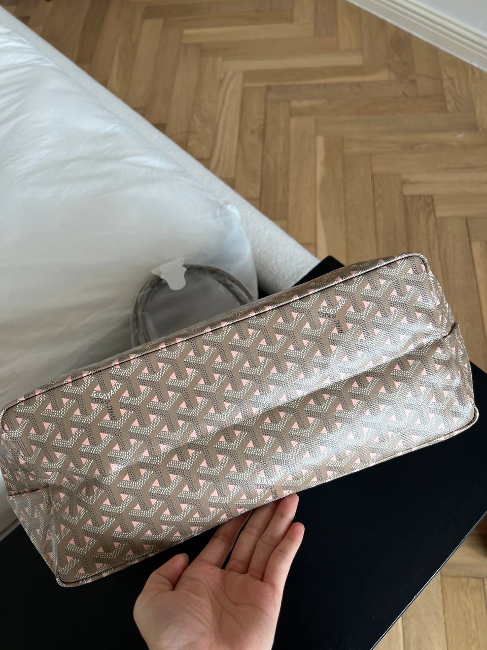 Goyard Grey Pink Print Saint Louis Medium Tote Bag