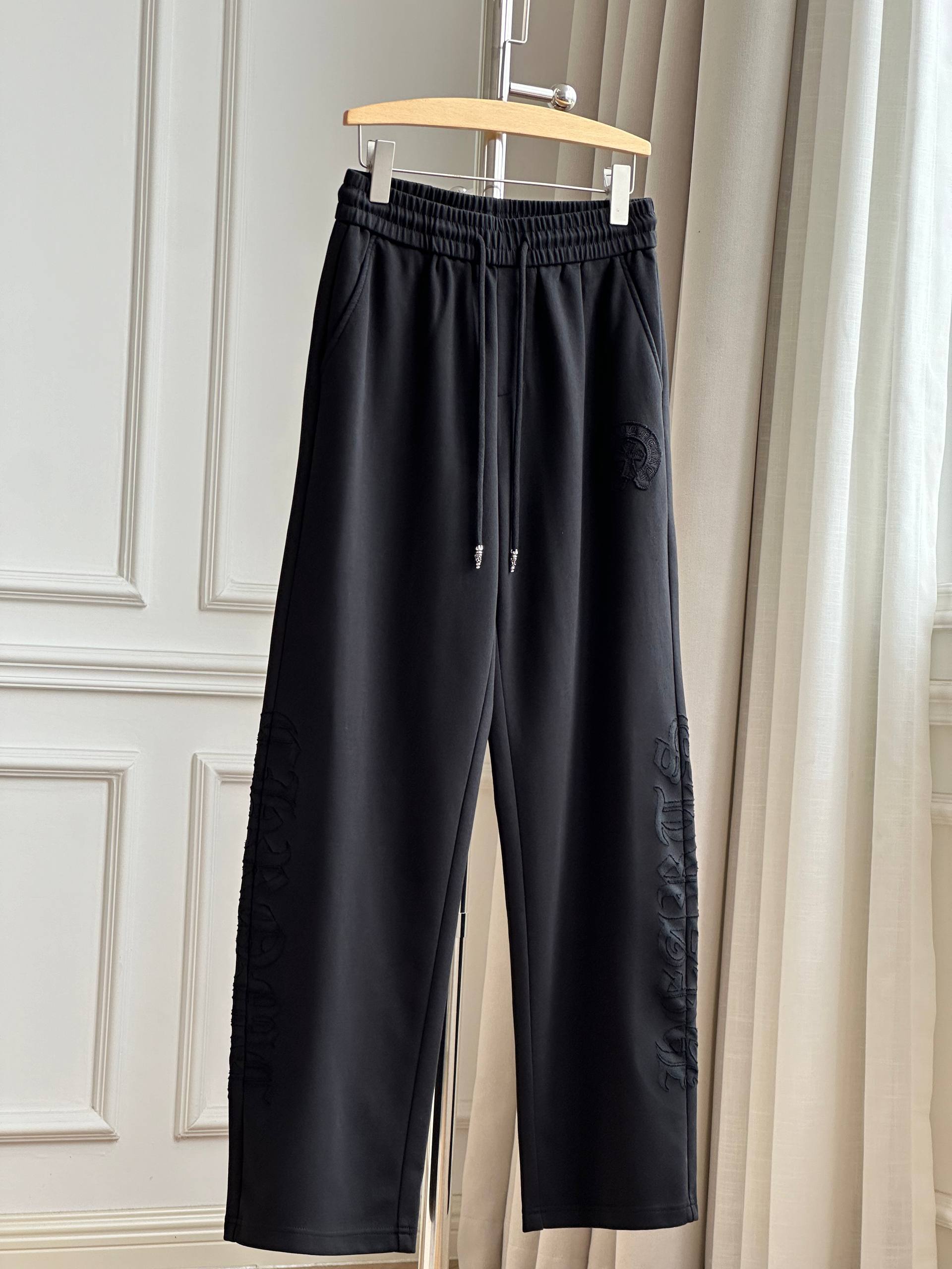 Chrome Hearts Gothic Letter Embroidery Wide-Leg Sweatpants