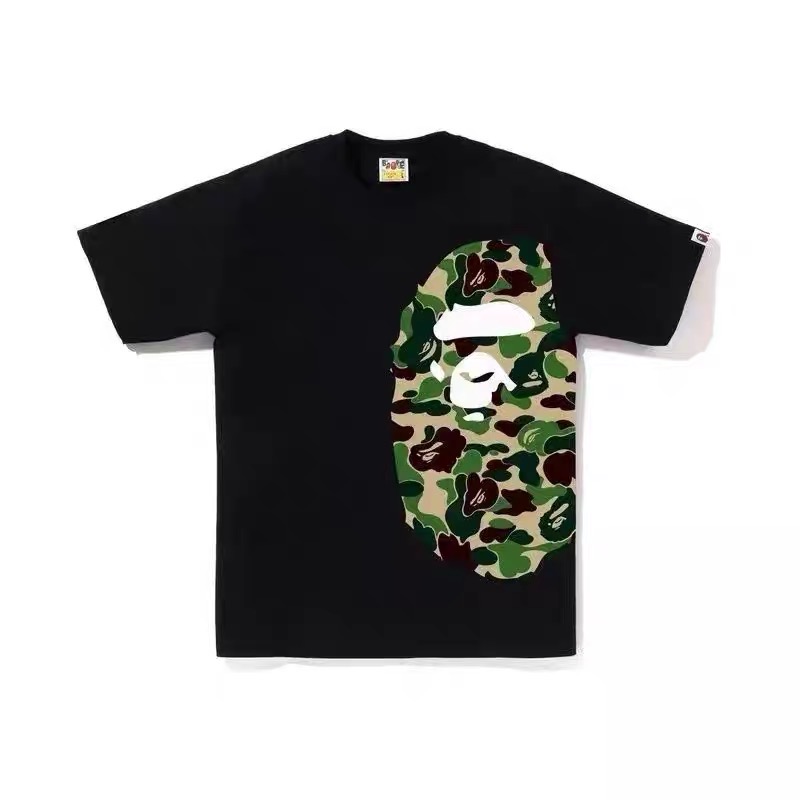 Bape black and white green camo print tees
