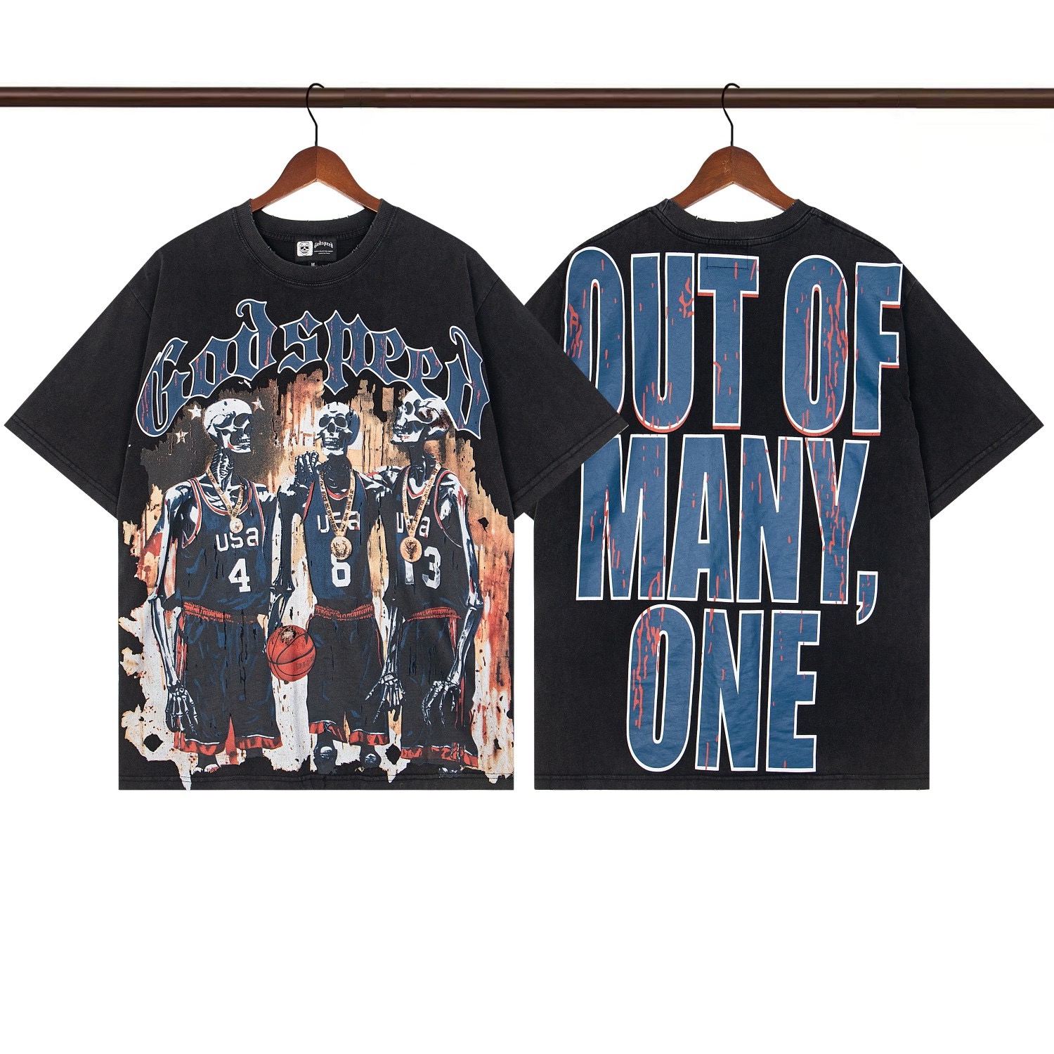 godspeed black and blue letter tee