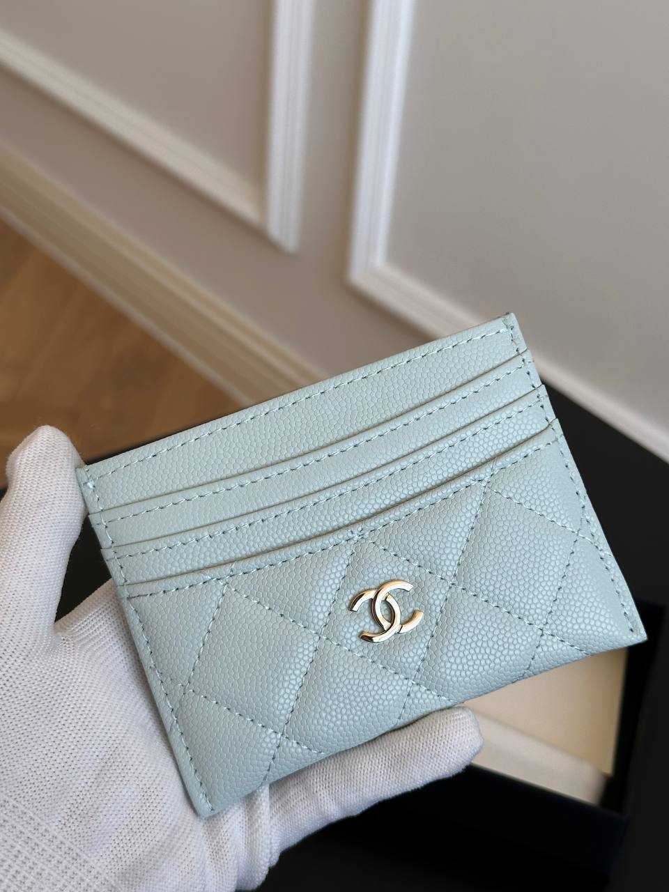 CHANEL Classic Quilted Caviar Leather Card Holder