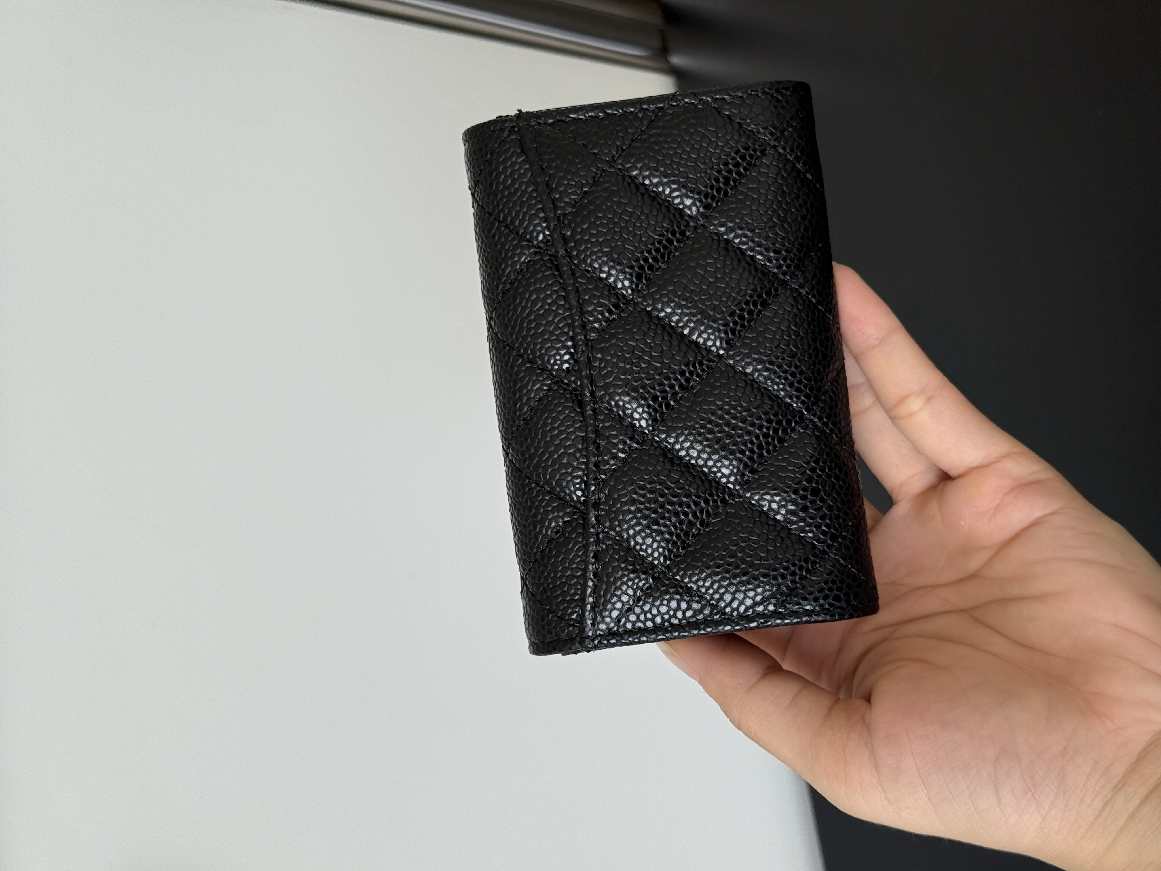 CHANEL Caviar Quilted Compact Flap Card Holder