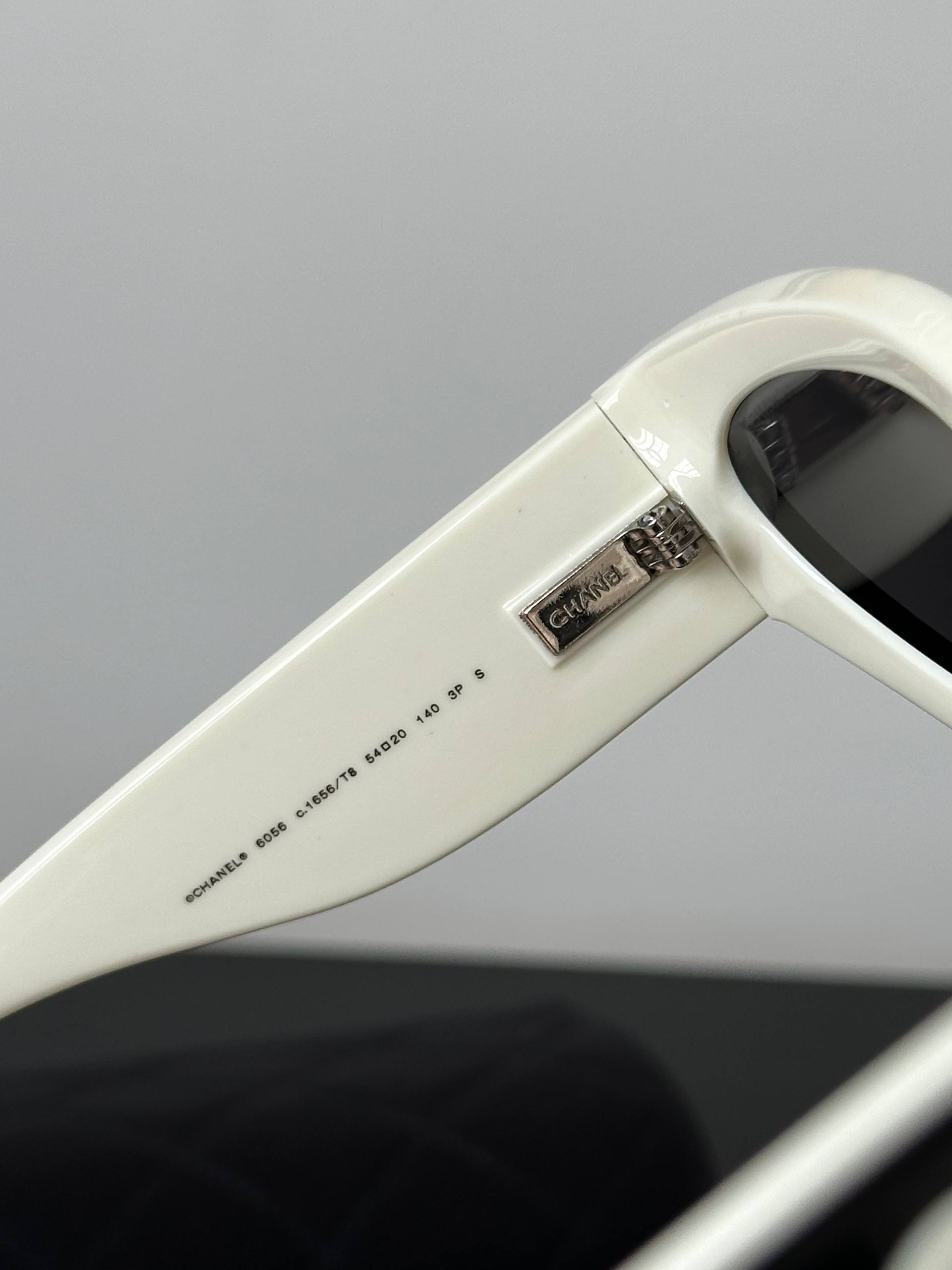 CHANEL CH6056 Black & White Cat-Eye Sunglasses (Nylon Fiber Frame)