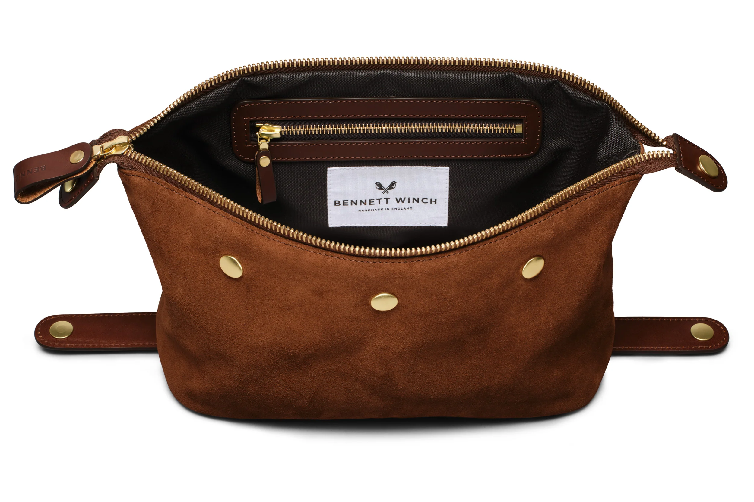 Suede Wash Bag / Dopp Kit - Tobacco Brown