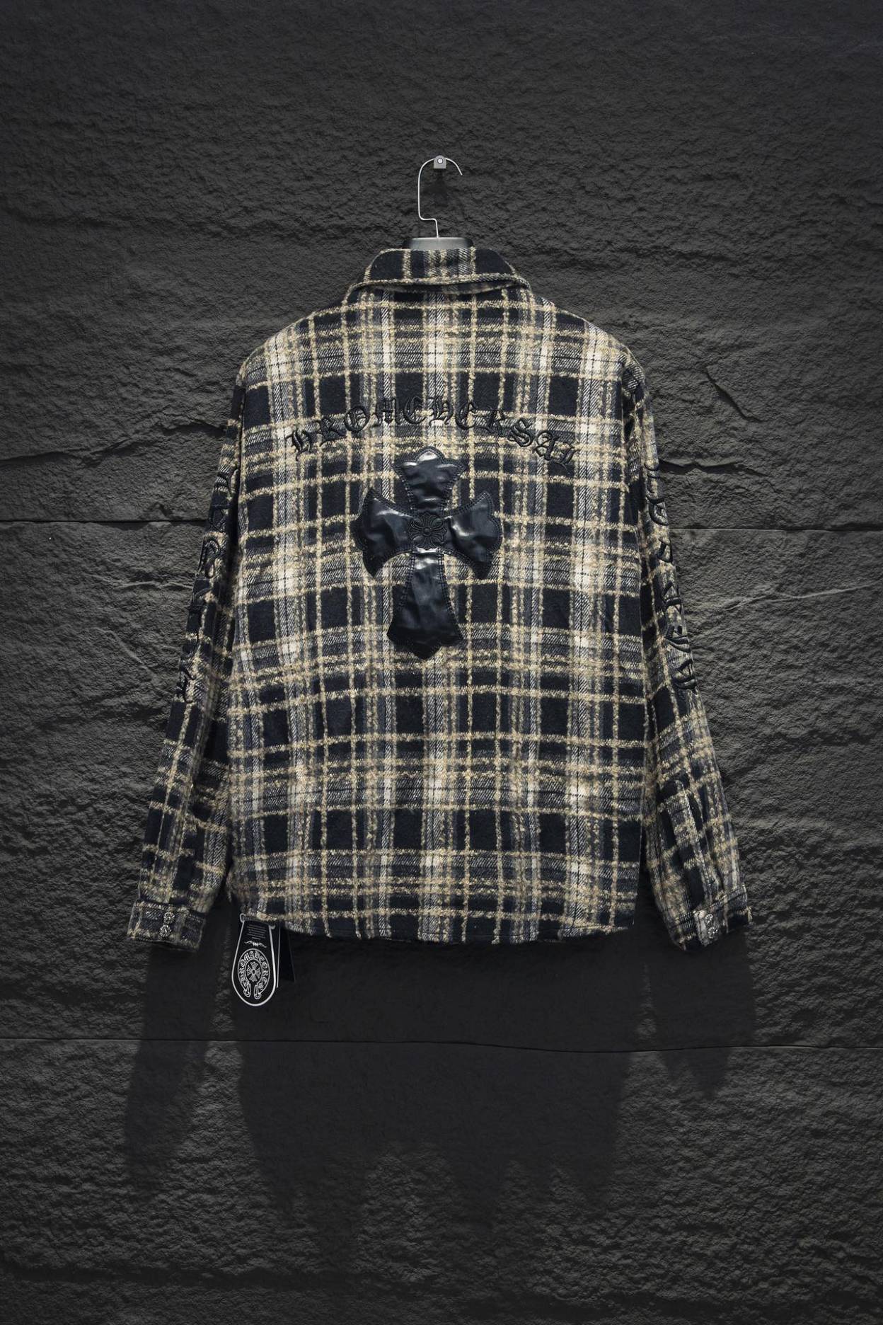 Chrome Heart Checker Shirt Jacket Leather Cross