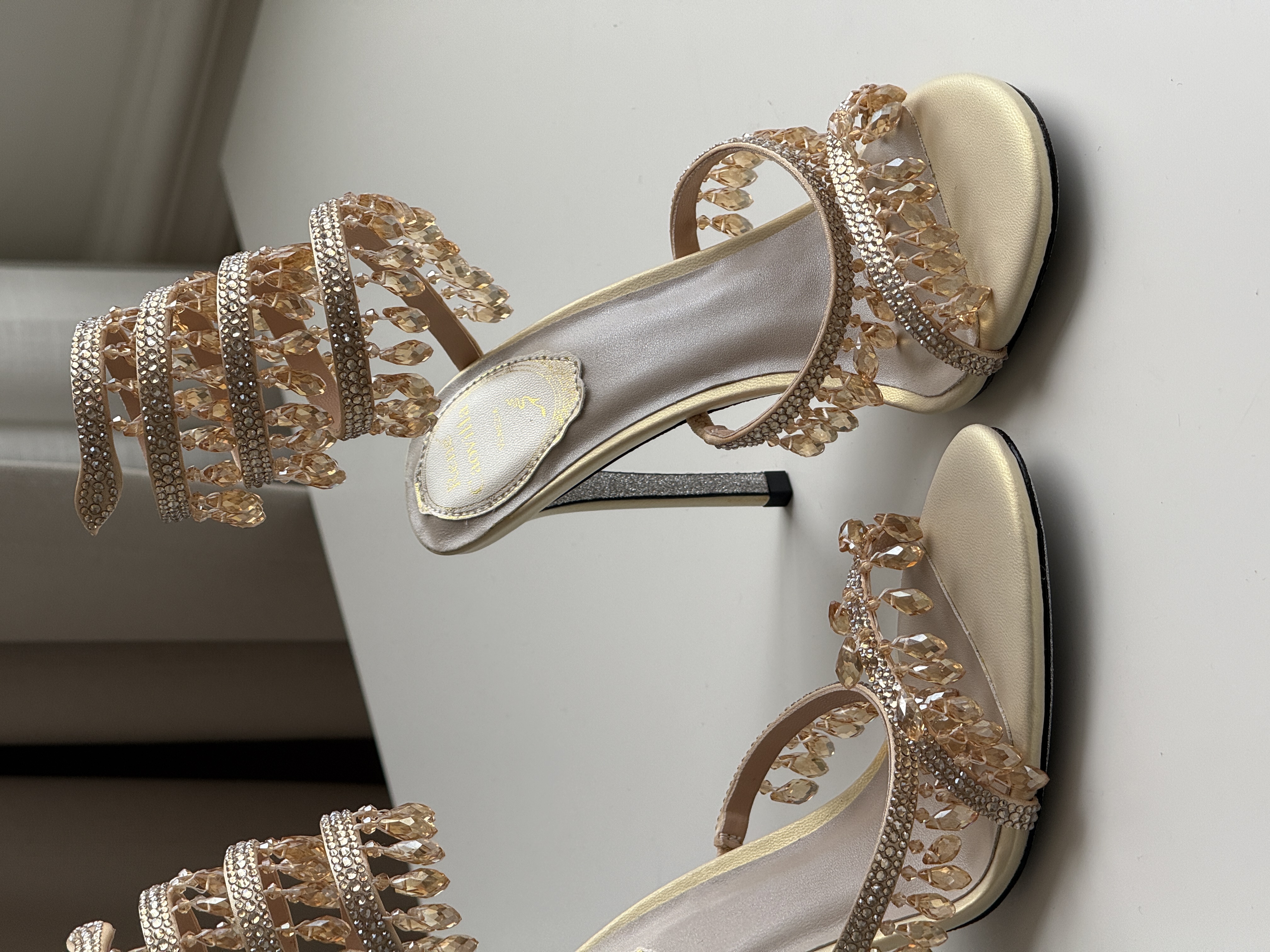 René Caovilla Chandelier Crystal Snake Sandals
