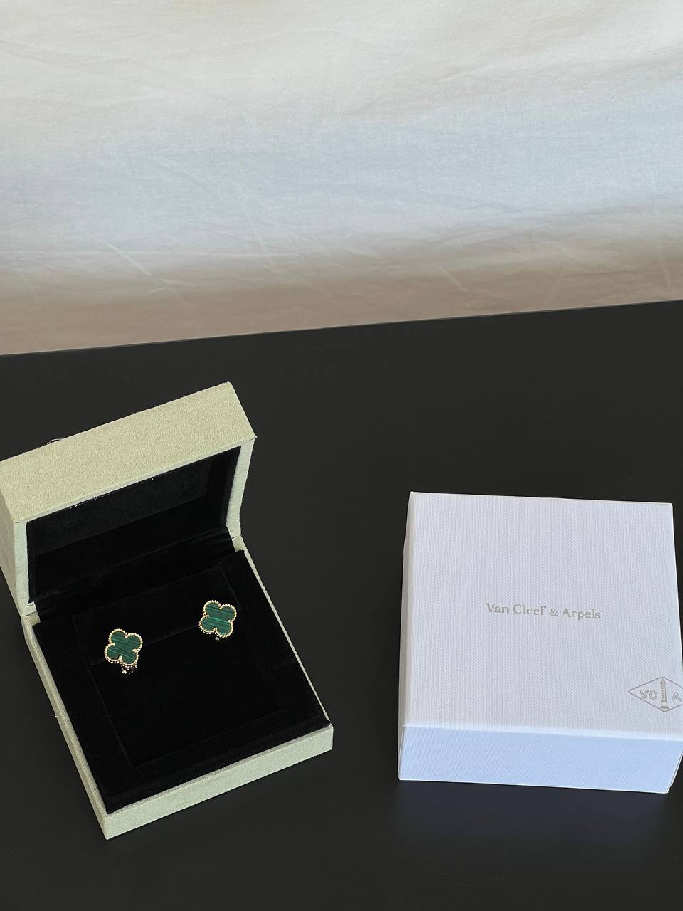 Van Cleef & Arpels Classic Malachite Four Leaf Clover Stud Earrings