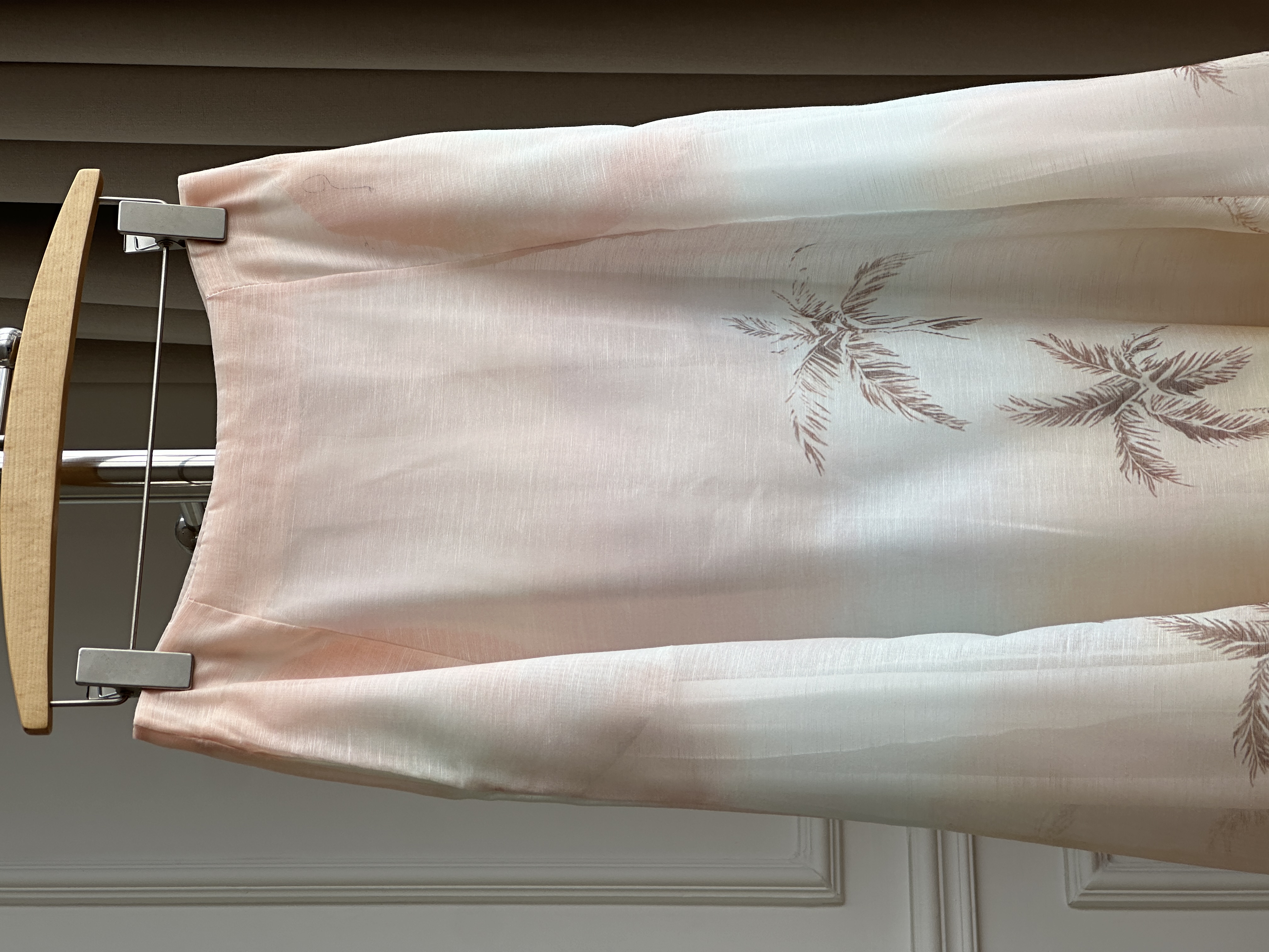 Pink Blue Gradient Palm Tree Print Satin High Waist Maxi Mermaid Skirt