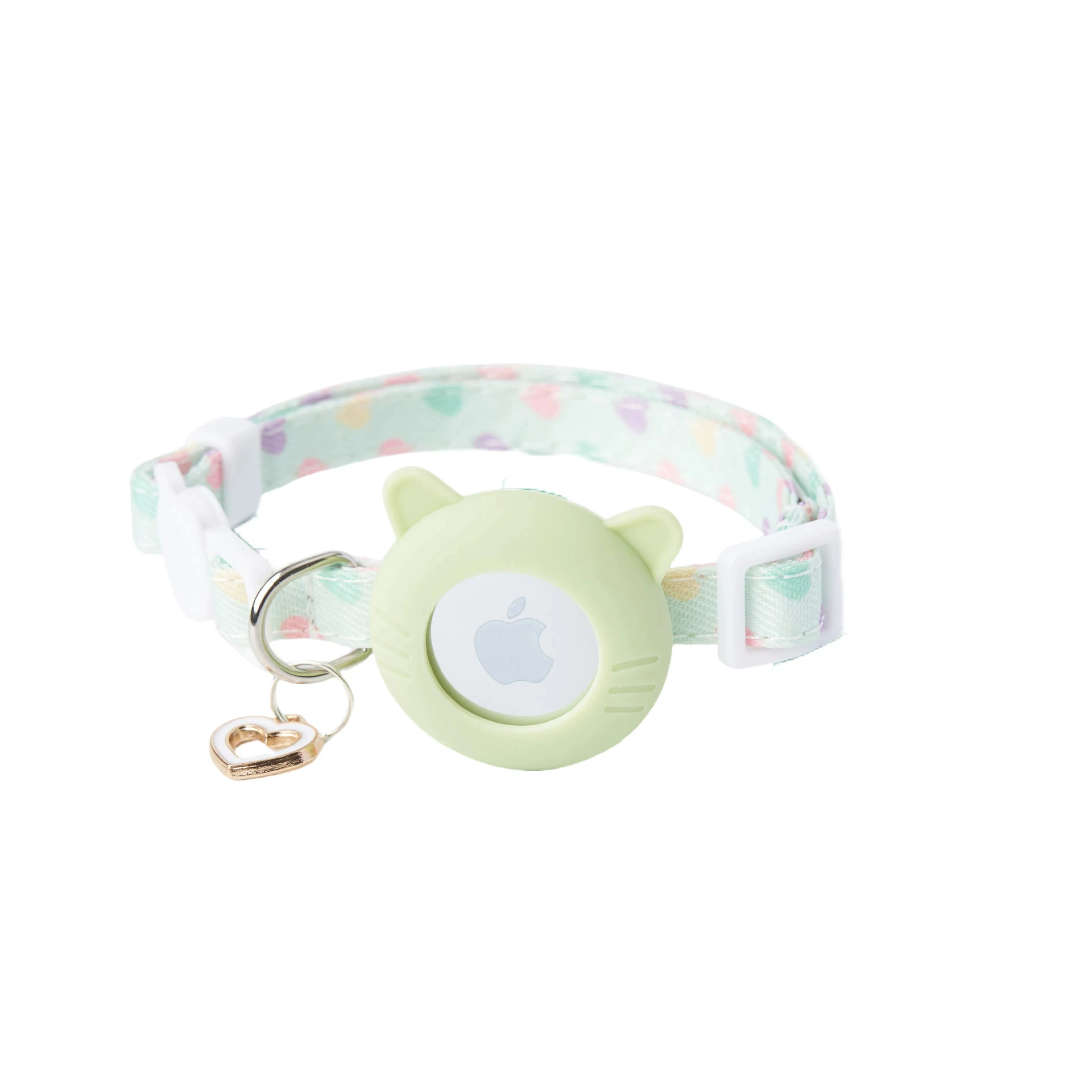 AirTag Protective Case Collar Holder Colorful Heart Print Heart Charm Anti-Lost Pet Tracker Case - MAISONKAIRON