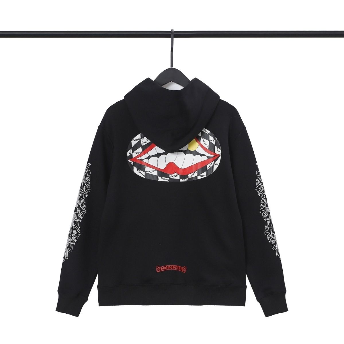 CH Back Red Mouth Print Hoodie Black