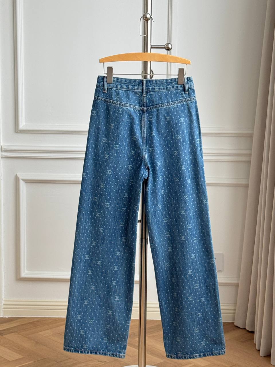 CHANEL 23P CC Polka Dot Print Straight-Leg