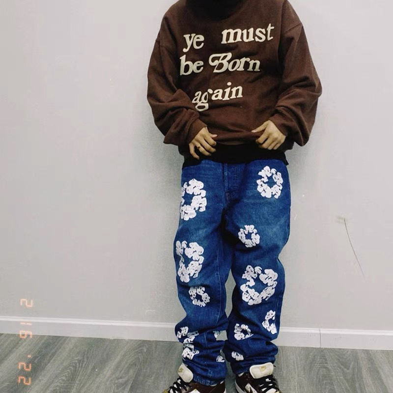 Puff print white logo vintage jeans