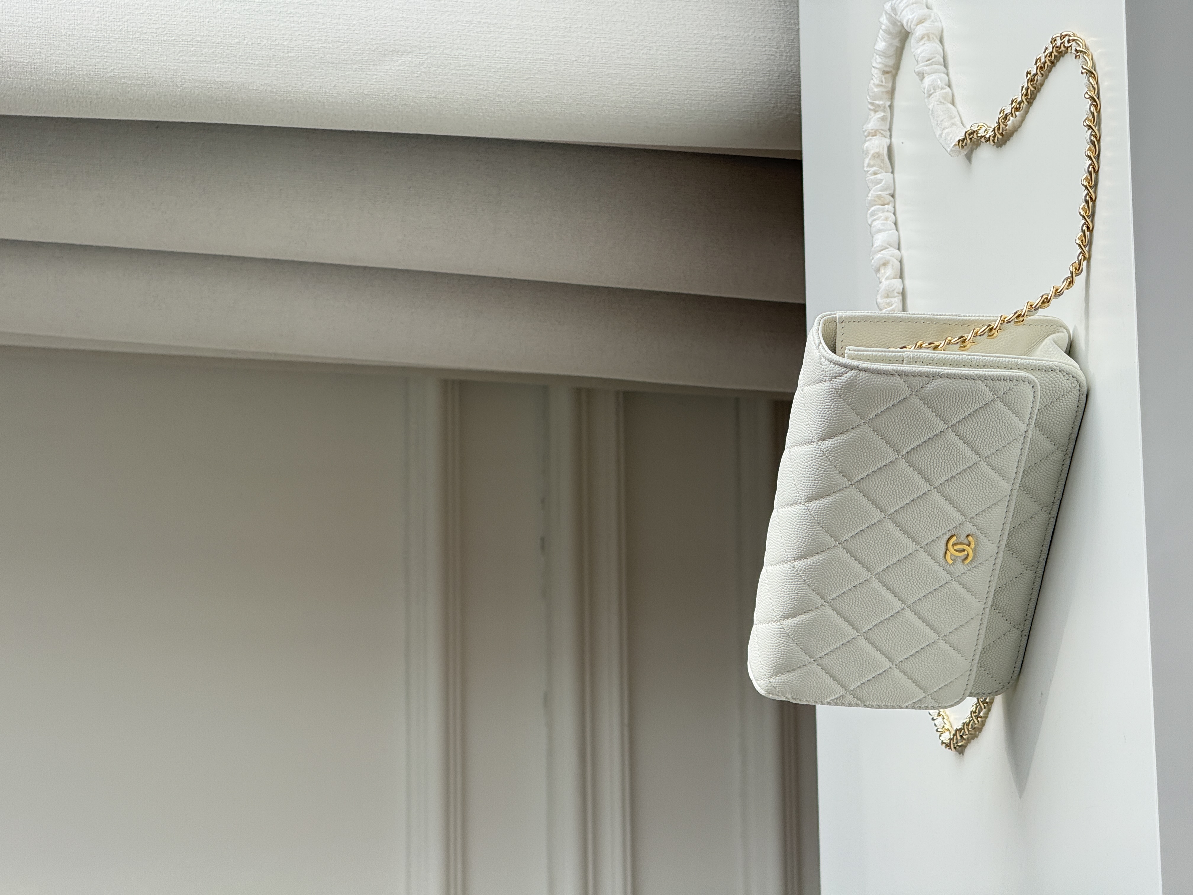 Chanel White Caviar Leather Wallet On Chain Crossbody Bag