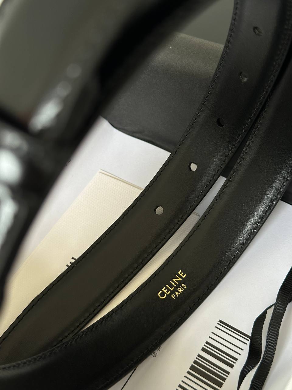 CELINE Triomphe Leather Belt with Pin Buckle