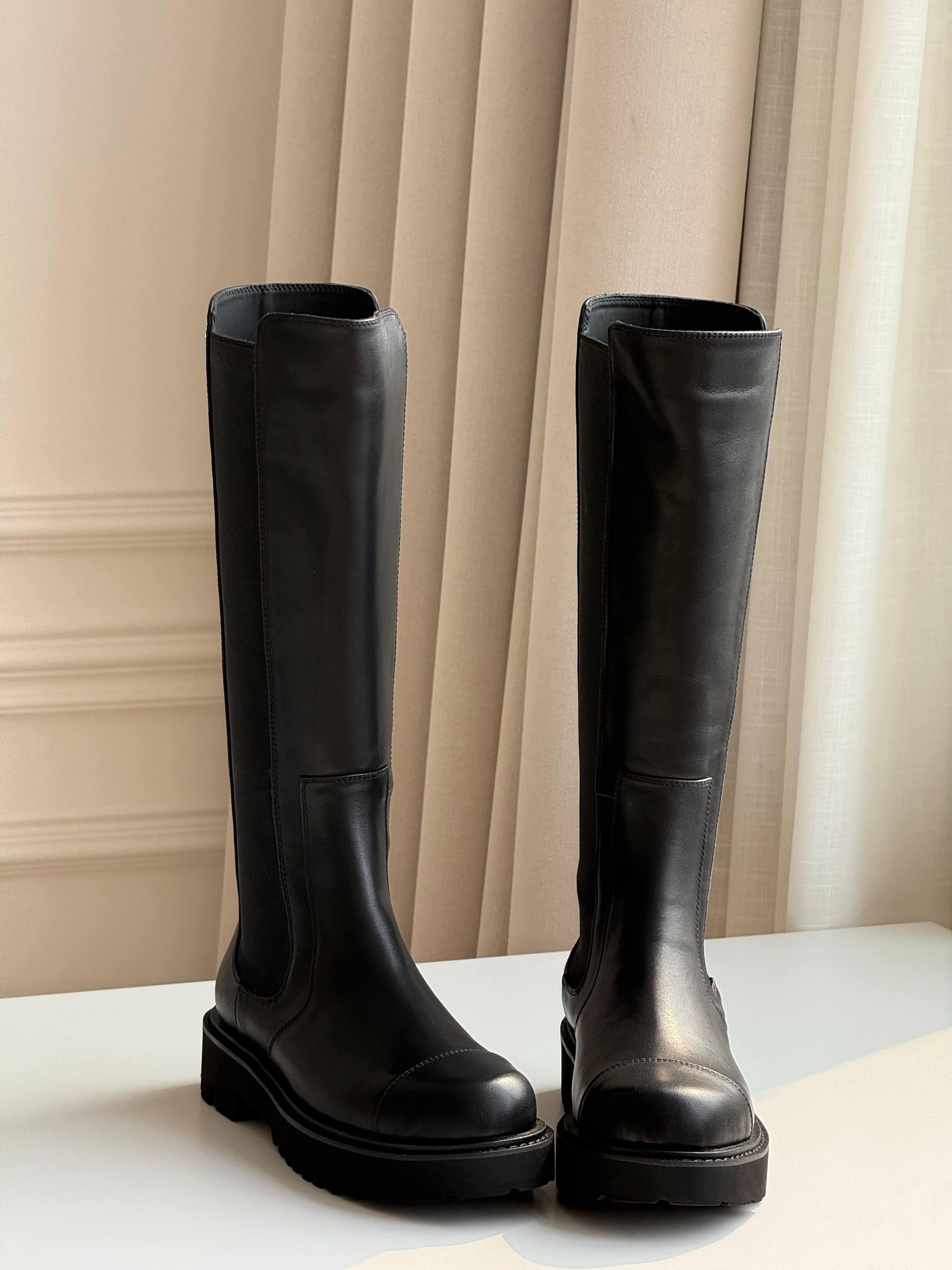 Dior Side Elastic Tall Platform Chelsea Boots