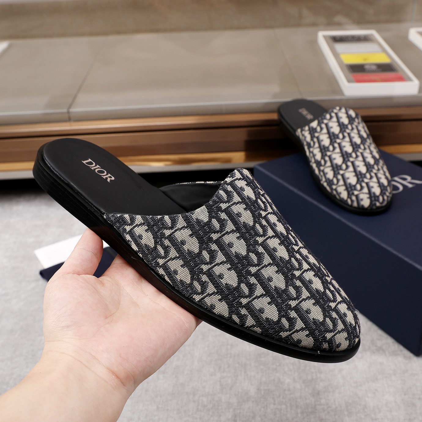 Dior Oblique B28 Embroidered Canvas Men Mules