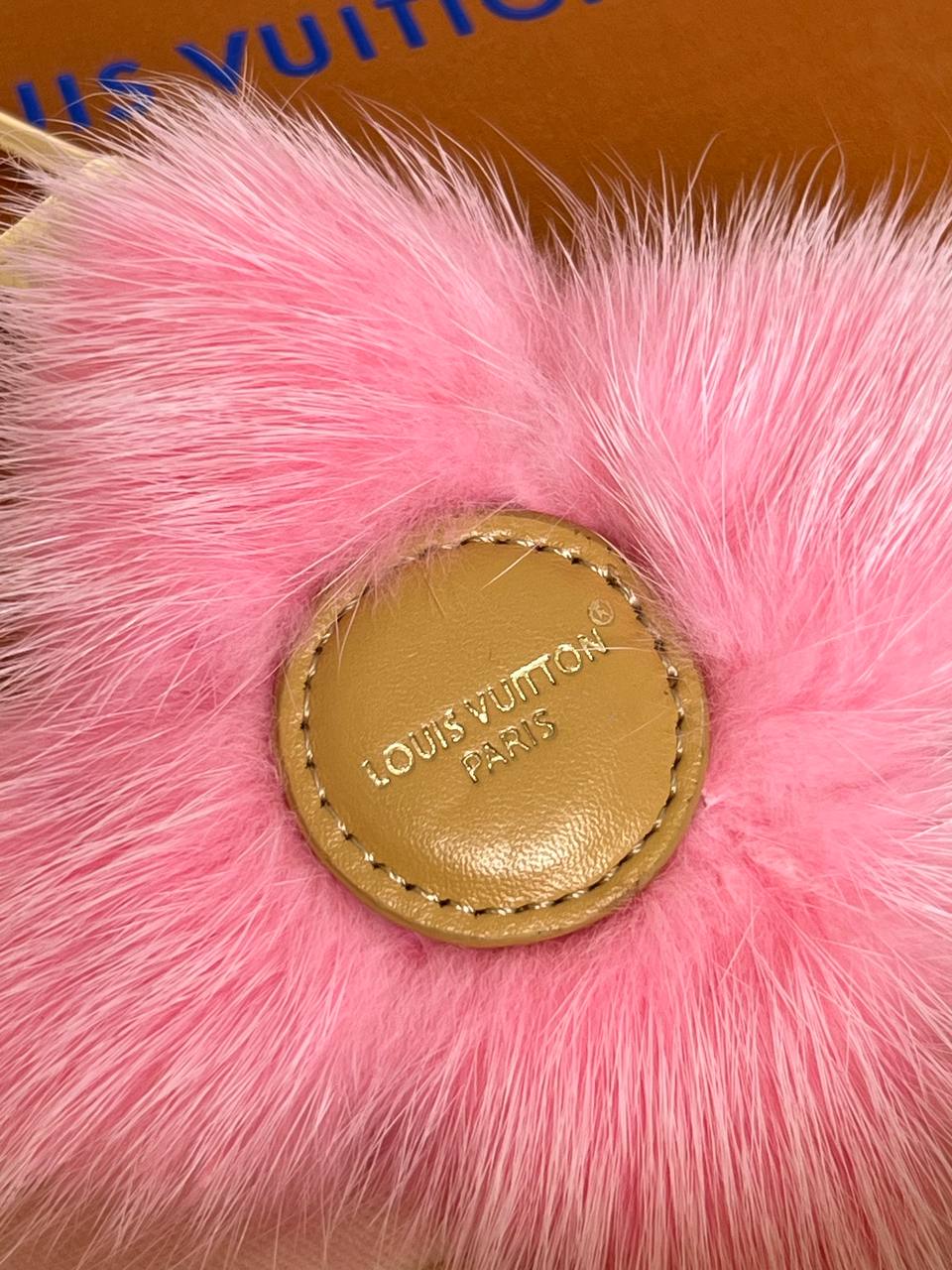 Louis Vuitton Pink Fur Cartoon-face Keychain Bag Charm