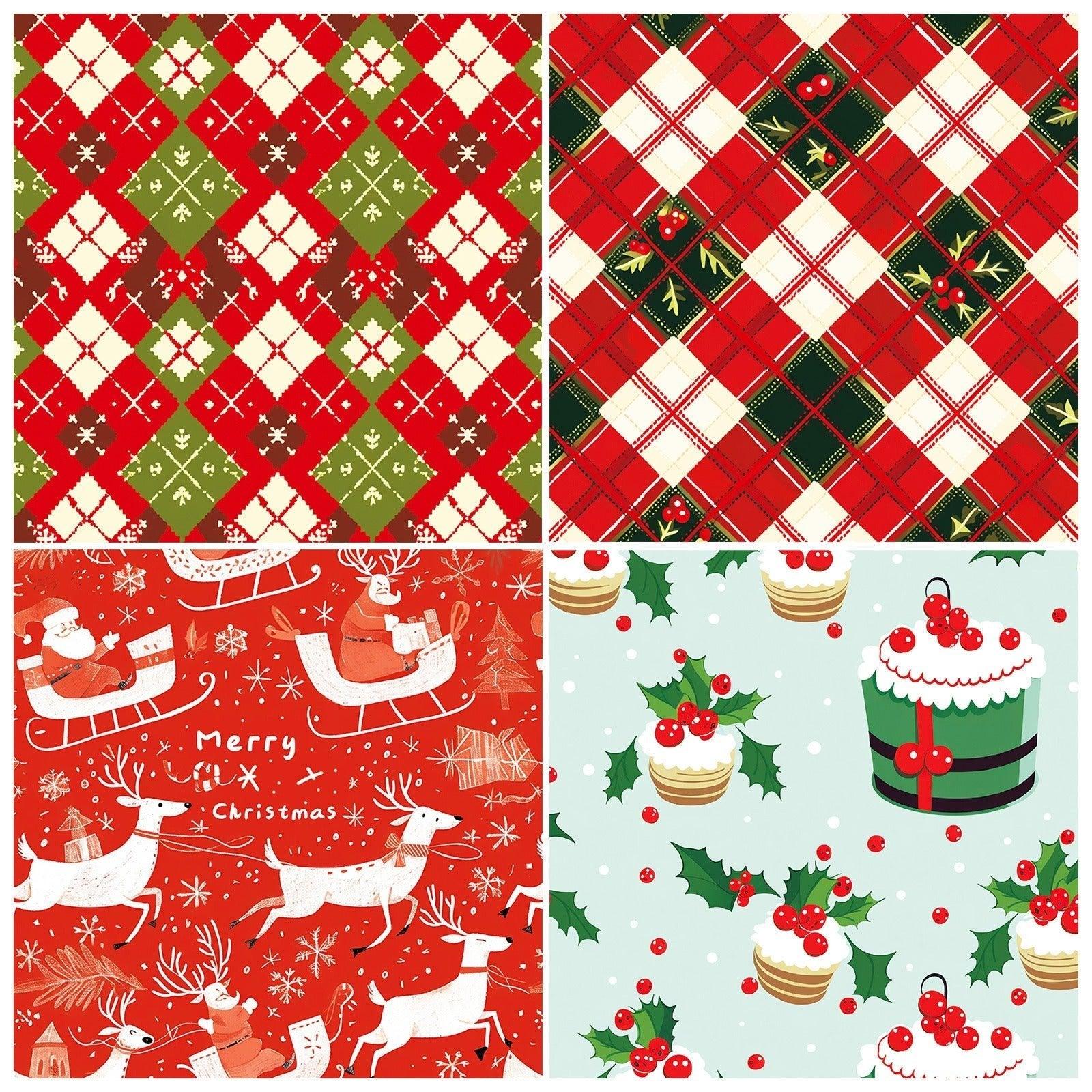 2112 12 Christmas Red and Green Checkered Christmas Eve Gift Wrap Handbook