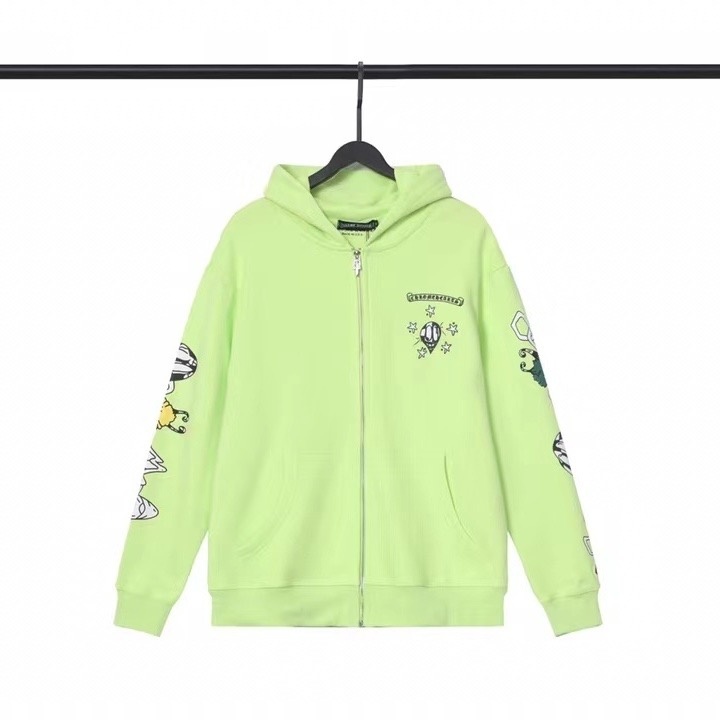 Doodle Logo Zipper Hoodie Light Green Color