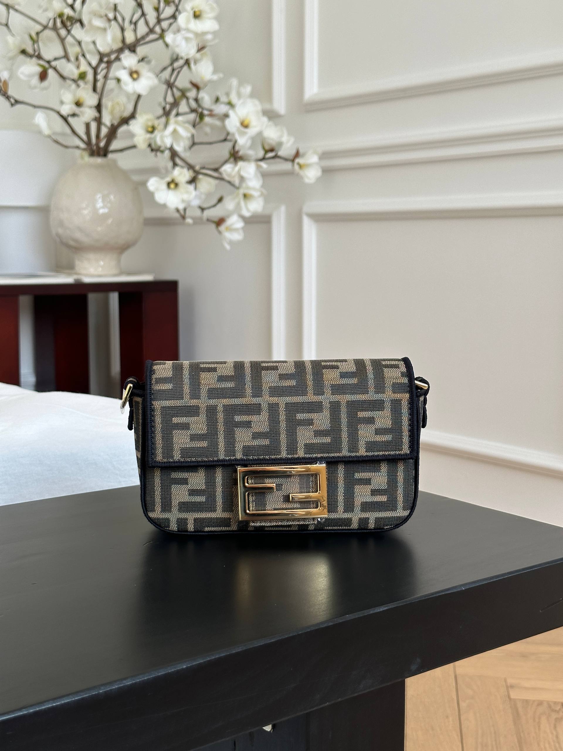 Fendi FF Zucca Jacquard Baguette Shoulder Bag