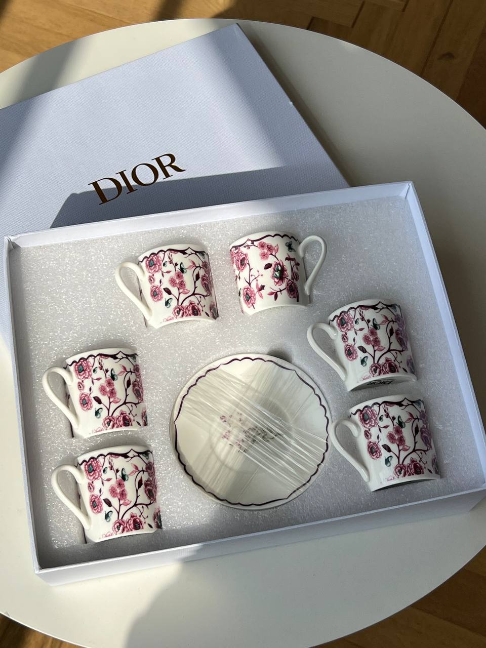 Dior Maison Pink Floral & Butterfly Print Ceramic Cup and Saucer Gift Set
