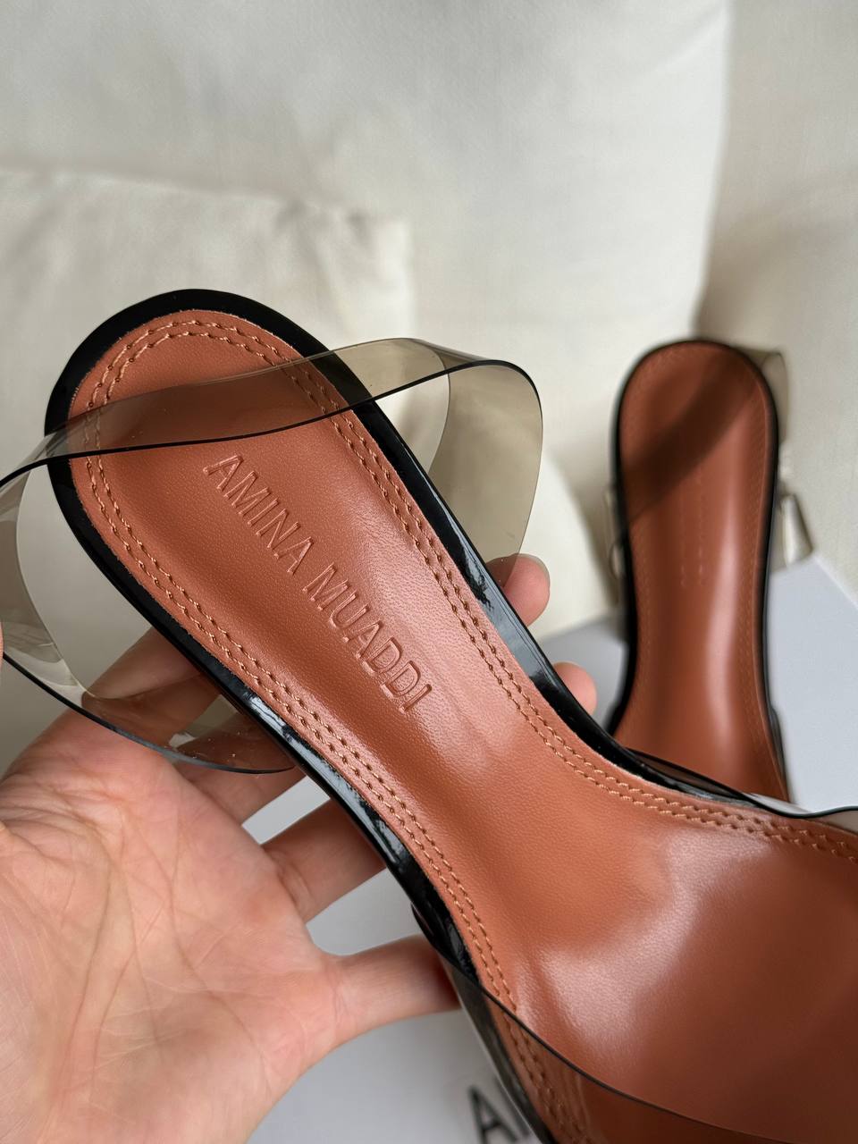 Amina Muaddi Begum Crystal-Embellished PVC Mules